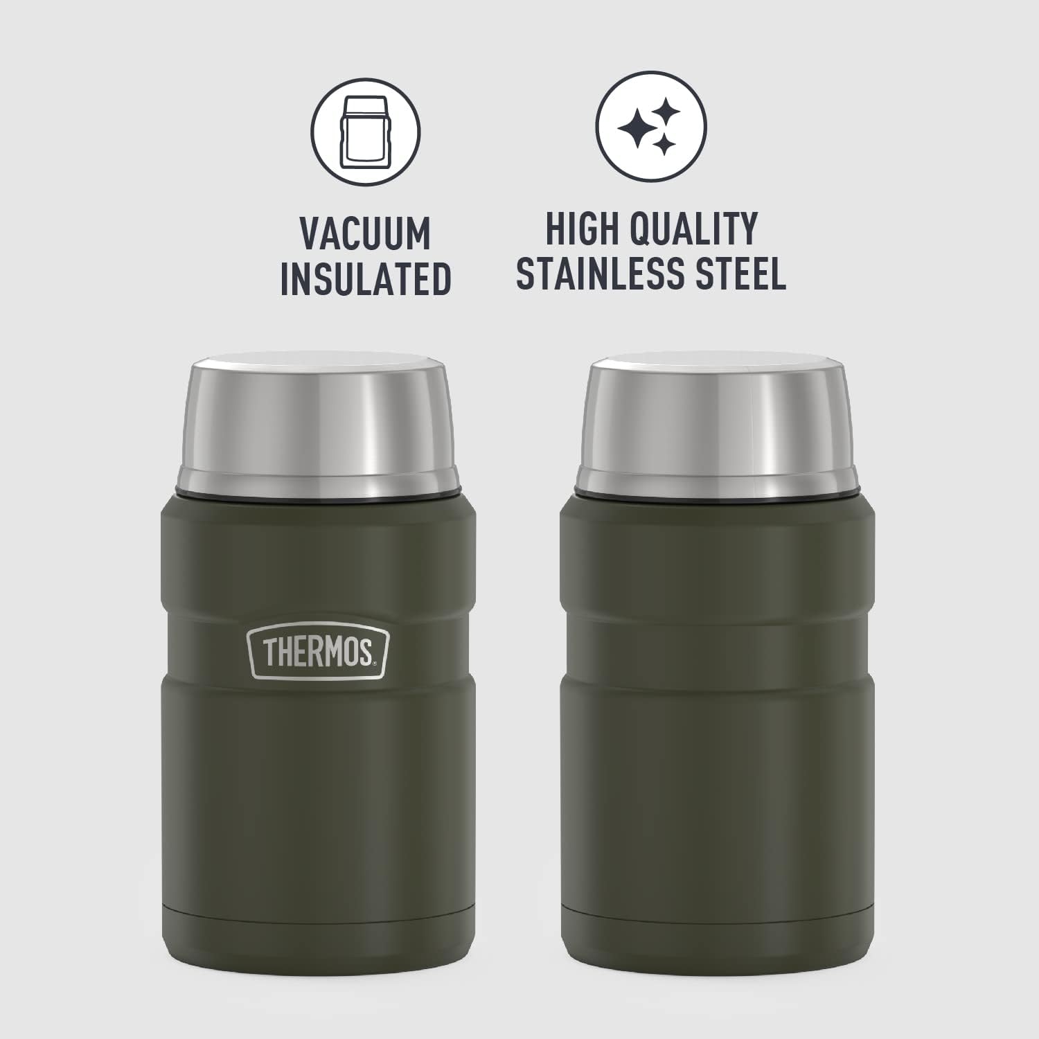 THERMOS Stainless King Vacuum-Insulated Food Jar, 24 Ounce, Army Green - Image 2