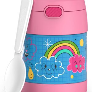 THERMOS FUNTAINER 10 Ounce Stainless Steel Vacuum Insulated Kids Food Jar with Spoon, Sketchbook