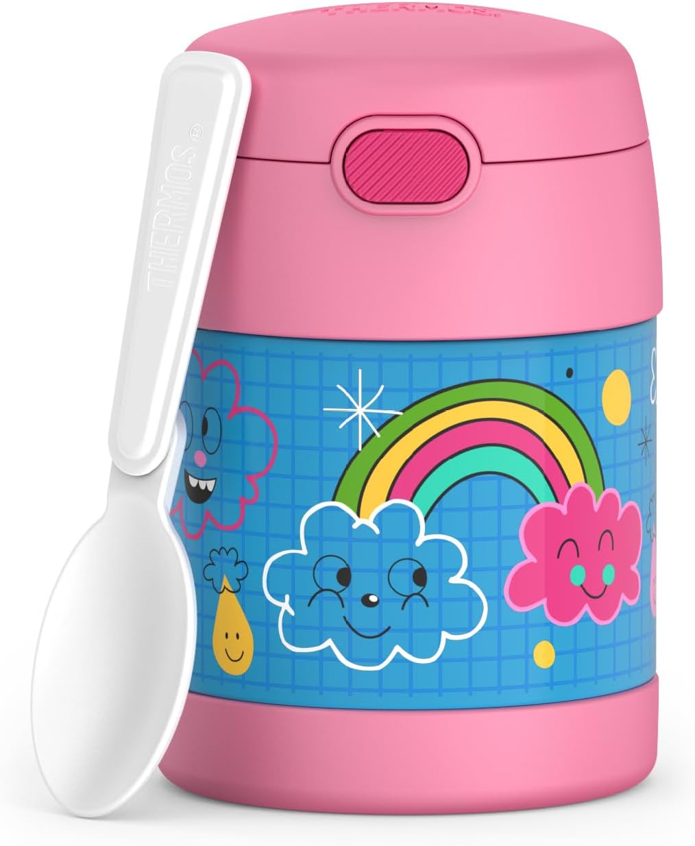 THERMOS FUNTAINER 10 Ounce Stainless Steel Vacuum Insulated Kids Food Jar with Spoon, Sketchbook