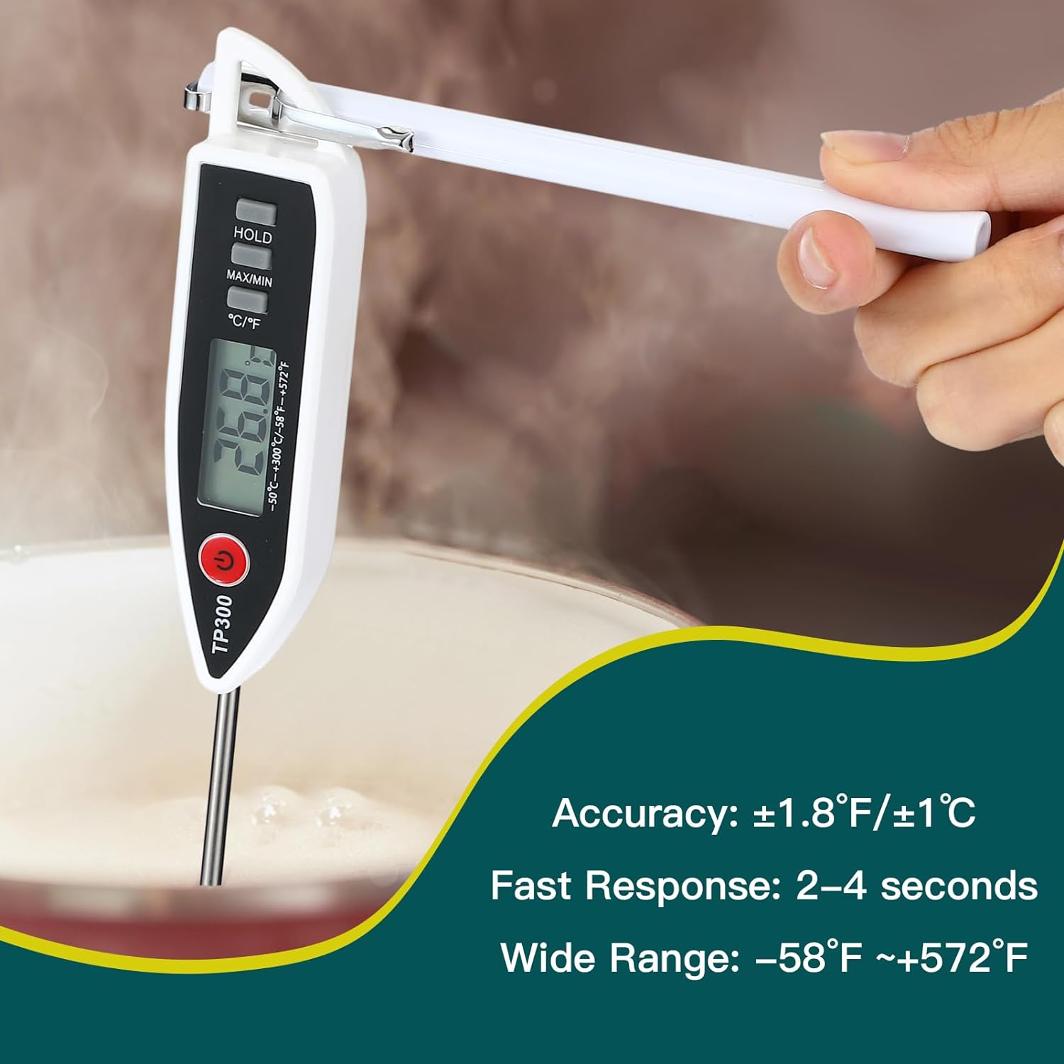 Waterproof Food Thermometer with Long Probe Digital Meat Thermometer for Water, Liquid, Candle and Cooking Instant Read Thermometer for Kitchen BBQ Grill Candy (Vivid Style) - Image 5