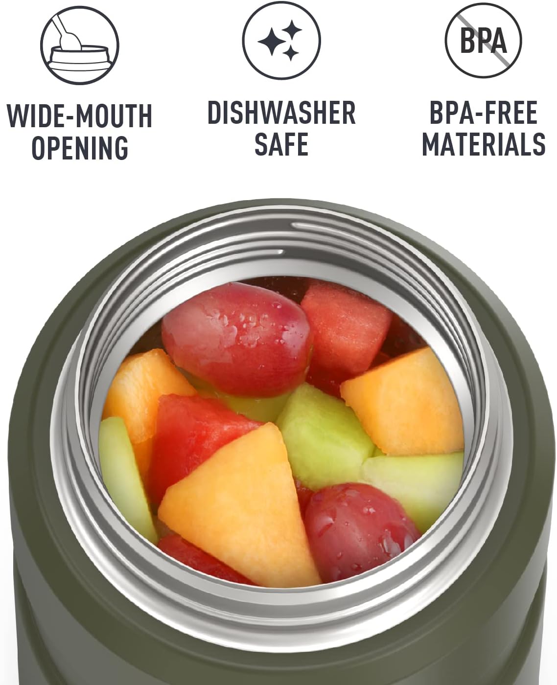 THERMOS Stainless King Vacuum-Insulated Food Jar, 24 Ounce, Army Green - Image 3