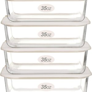 Urban Green Glass Food Storage Containers with Glass Lids, Microwave Safe Glass Food Containers with Lids, Airtight Glass Food Container Sets, LeakProof, BPA Free, 100% Plastic Free, 4 Pack