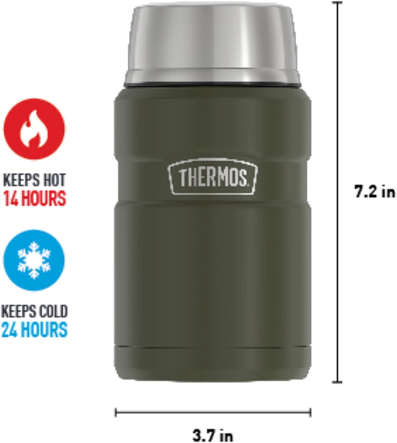 THERMOS Stainless King Vacuum-Insulated Food Jar, 24 Ounce, Army Green - Image 5