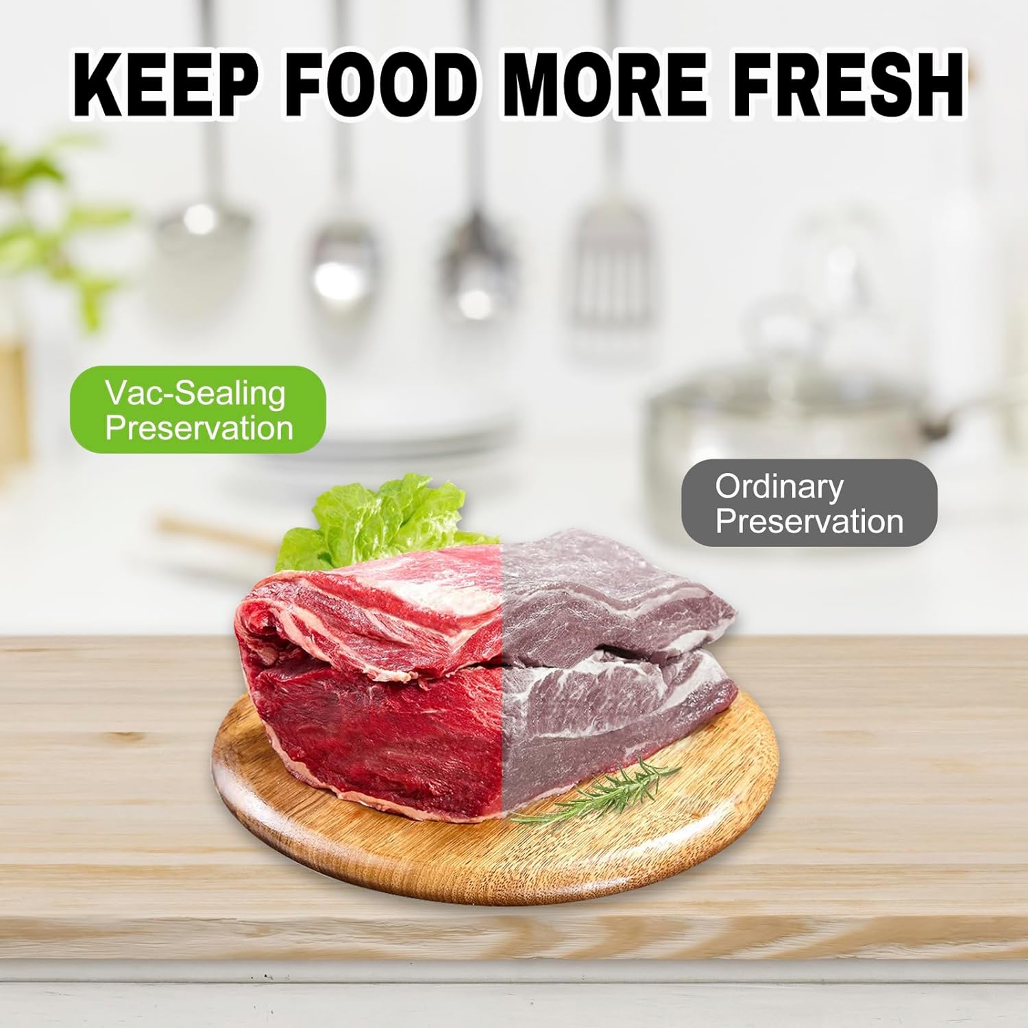 Vacuum Sealer Machine, Multifunctional Food Sealer for Sous Vide and Freshness Preservation, Includes 10 Vacuum Seal Bags, White - Image 3