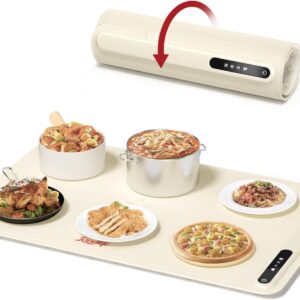 Electric Warming Tray with Adjustable Temperature, Laudlife Foldable Food Warmer for Parties Features 3 Modes & Fast Heating, Hot Plate for Buffet, Family Gatherings, Sabbath, Holidays, Countertop