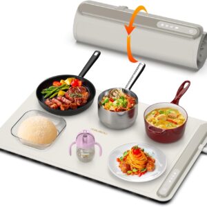 Electric Warming Tray - Full Surface Heating,Rollable & Portable,Premium Silicone Nano-Material,3 Temperature Settings,Auto Shut-Off -Versatile Food Warmer for Gatherings,Parties,Everyday Use