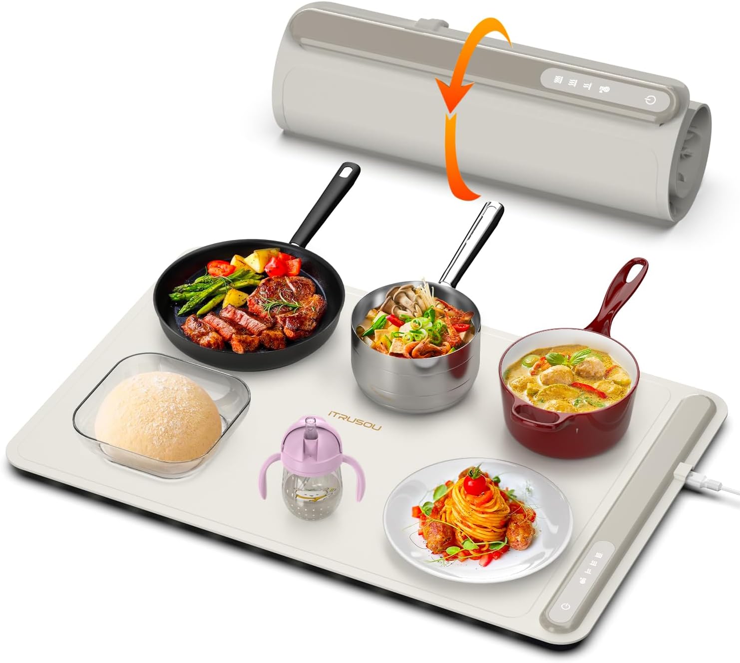 Electric Warming Tray - Full Surface Heating,Rollable & Portable,Premium Silicone Nano-Material,3 Temperature Settings,Auto Shut-Off -Versatile Food Warmer for Gatherings,Parties,Everyday Use