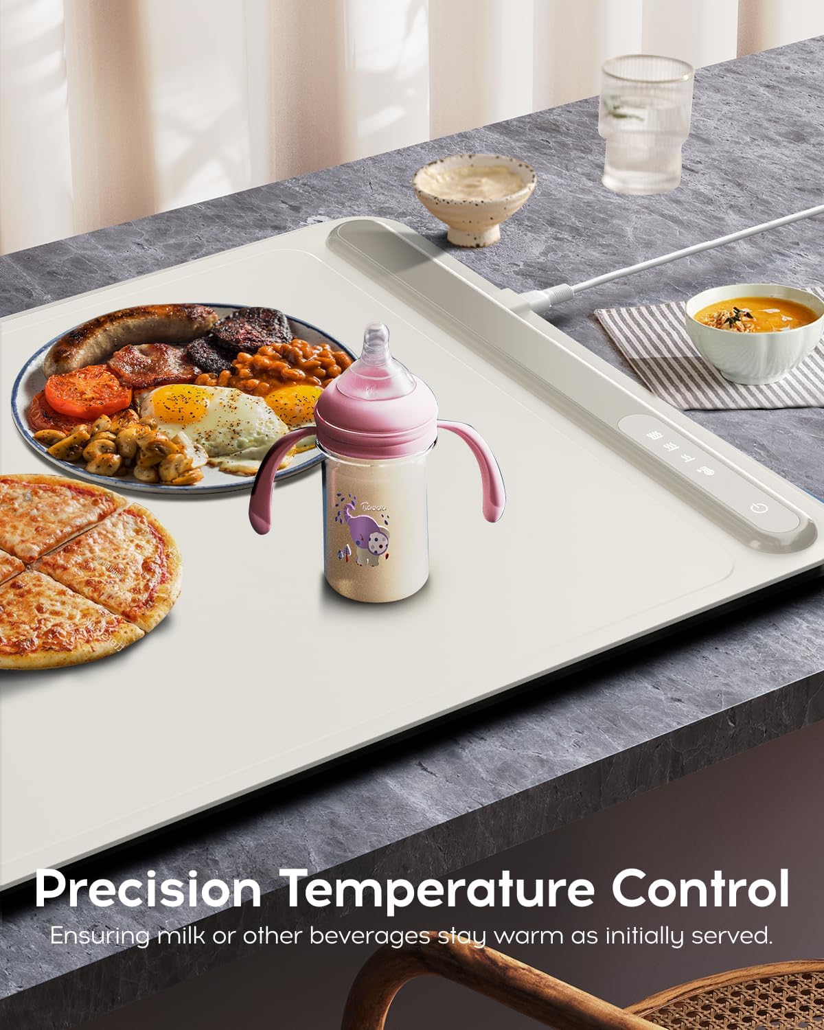 Electric Warming Tray - Full Surface Heating,Rollable & Portable,Premium Silicone Nano-Material,3 Temperature Settings,Auto Shut-Off -Versatile Food Warmer for Gatherings,Parties,Everyday Use - Image 8