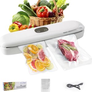 Vacuum Sealer Machine, Multifunctional Food Sealer for Sous Vide and Freshness Preservation, Includes 10 Vacuum Seal Bags, White