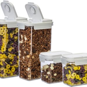 Cereal Storage Containers, Food Grade BPA-Free Plastic, Reusable Pantry Organizers with Lids (FG-4pcs)