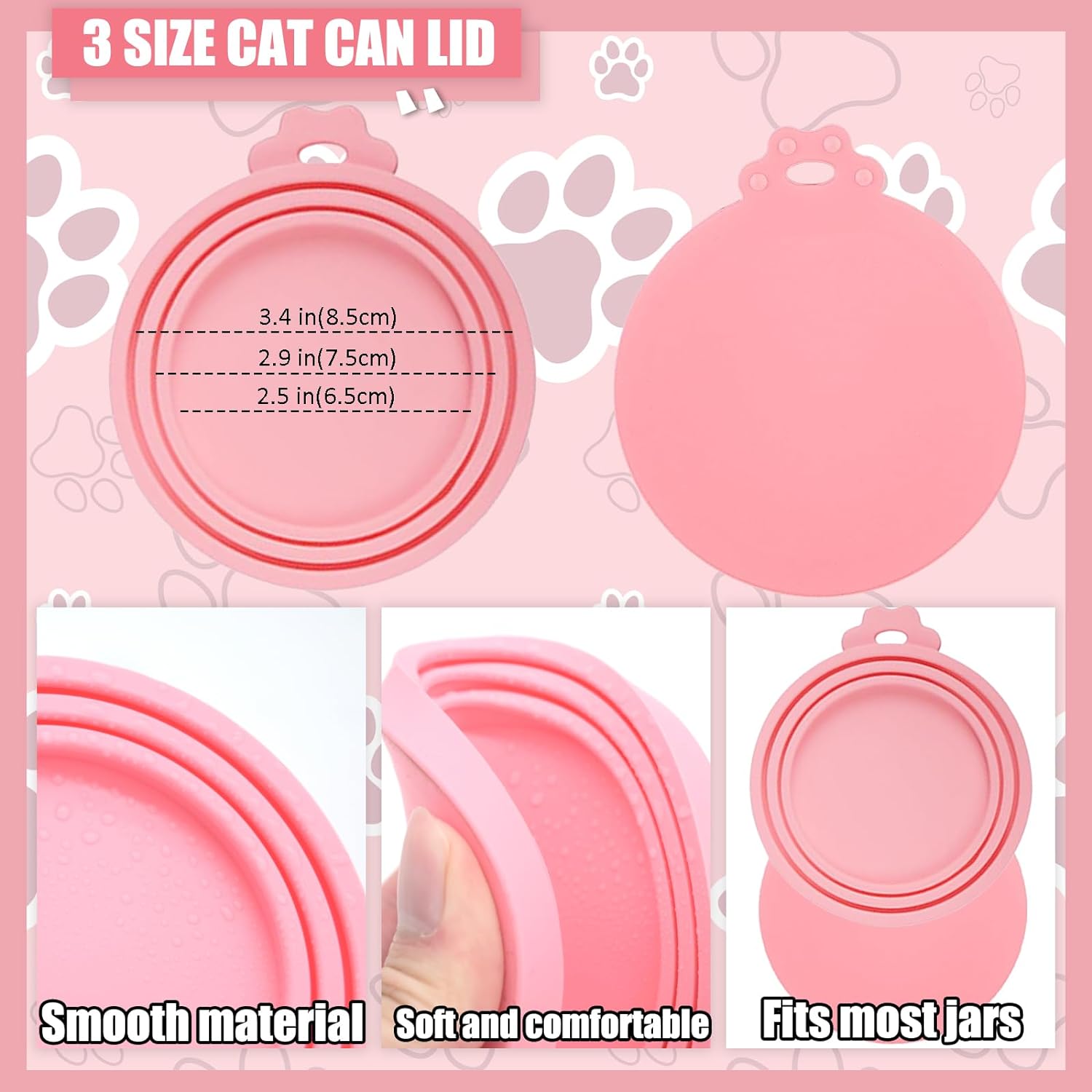 5 Pcs Pet Food Can Supplies Set Dog Cat Food Lid Cat Can Opener Cat Spoons for Wet Food (Pink) - Image 4