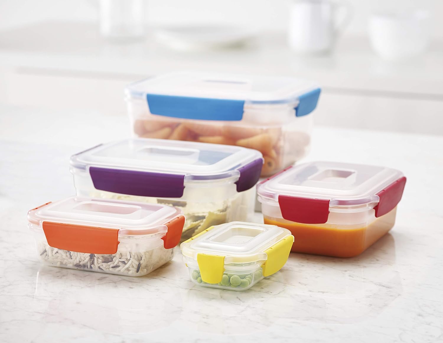 Joseph Joseph Nest Lock Plastic BPA Free Food Storage Container Set with Lockable Airtight Leakproof Lids, 10-Piece, Multi-Color - Image 5