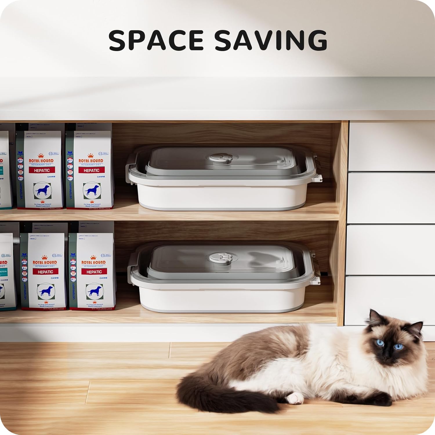 A-LuGei 23 lbs Airtight Dog Food Storage Container,【Easy to Travel】 Collapsible Pet Food Storage Bin with Attachable Casters,【Keep Dry Food Fresh】 Cat Food Container with Clear Lid and Measuring Cup - Image 4