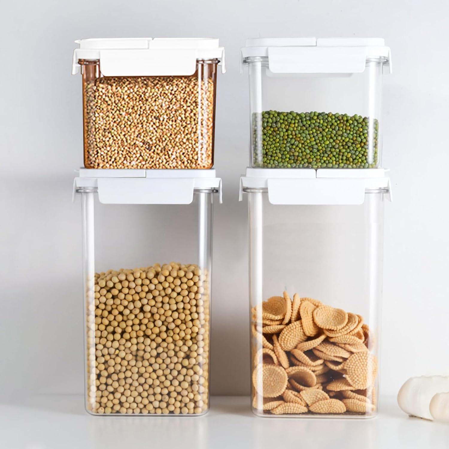 Cereal Storage Containers, Food Grade BPA-Free Plastic, Reusable Pantry Organizers with Lids (FG-4pcs) - Image 3