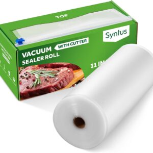 Syntus 11" x 150' Food Vacuum Seal Roll Keeper with Cutter Dispenser, Commercial Grade Vacuum Sealer Bag Rolls, BPA Free Food Vac Bags, Ideal for Storage, Meal Prep and Sous Vide