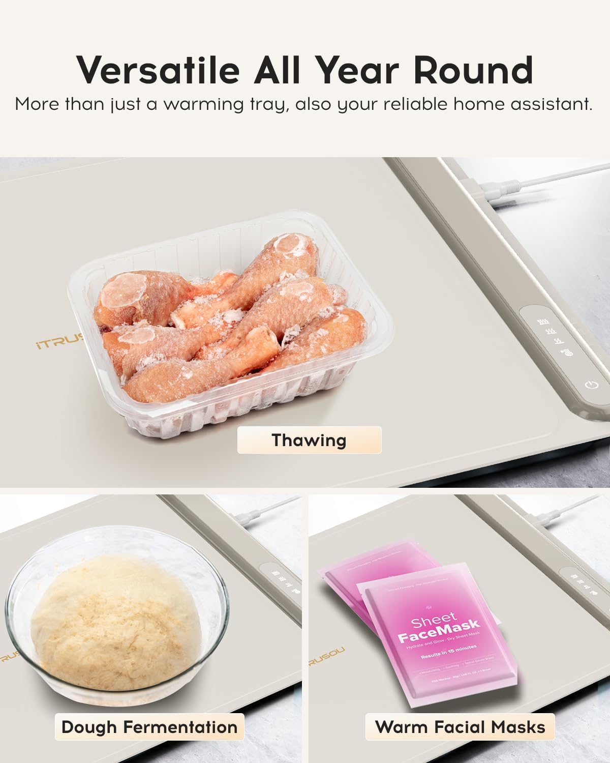 Electric Warming Tray - Full Surface Heating,Rollable & Portable,Premium Silicone Nano-Material,3 Temperature Settings,Auto Shut-Off -Versatile Food Warmer for Gatherings,Parties,Everyday Use - Image 6