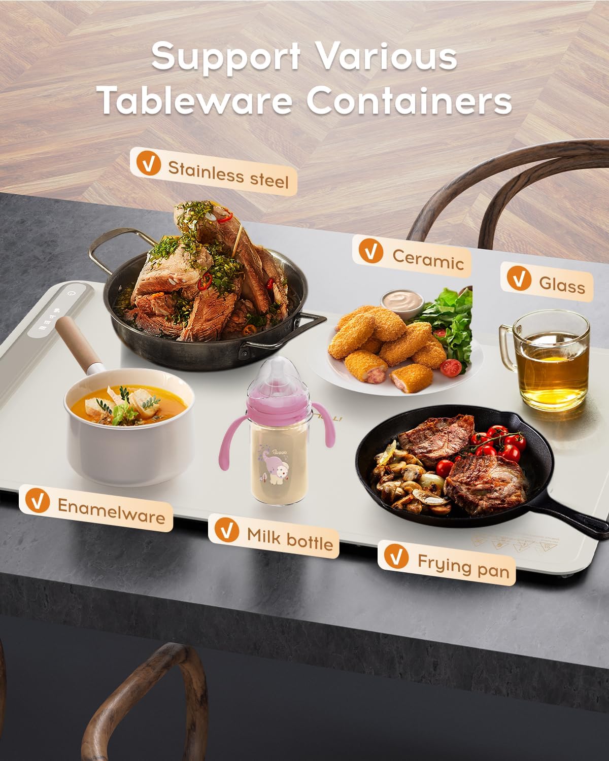 Electric Warming Tray - Full Surface Heating,Rollable & Portable,Premium Silicone Nano-Material,3 Temperature Settings,Auto Shut-Off -Versatile Food Warmer for Gatherings,Parties,Everyday Use - Image 4