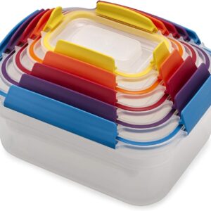 Joseph Joseph Nest Lock Plastic BPA Free Food Storage Container Set with Lockable Airtight Leakproof Lids, 10-Piece, Multi-Color