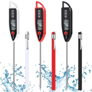 Waterproof Food Thermometer with Long Probe Digital Meat Thermometer for Water, Liquid, Candle and Cooking Instant Read Thermometer for Kitchen BBQ Grill Candy (Vivid Style)