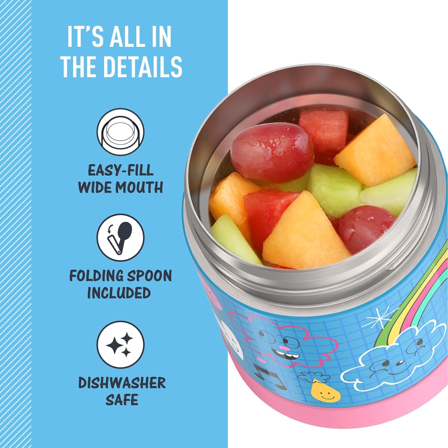 THERMOS FUNTAINER 10 Ounce Stainless Steel Vacuum Insulated Kids Food Jar with Spoon, Sketchbook - Image 4