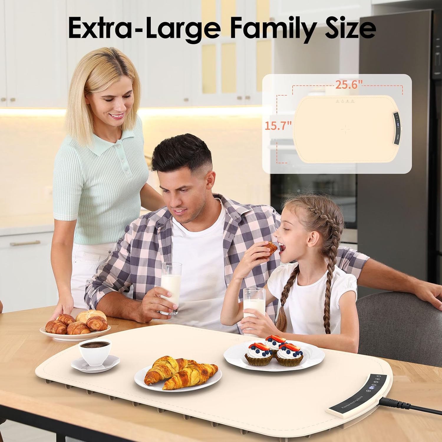 Food Warming Mat, Electric Warming Tray for Buffets & Parties, Silicone Heating Mat for Food with 9 Temperature Settings, Roll-Up Storage, 25.8"x15.6" - Image 7