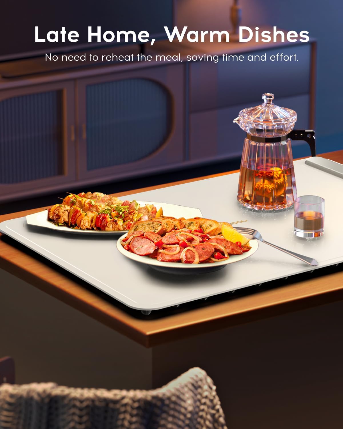 Electric Warming Tray - Full Surface Heating,Rollable & Portable,Premium Silicone Nano-Material,3 Temperature Settings,Auto Shut-Off -Versatile Food Warmer for Gatherings,Parties,Everyday Use - Image 7