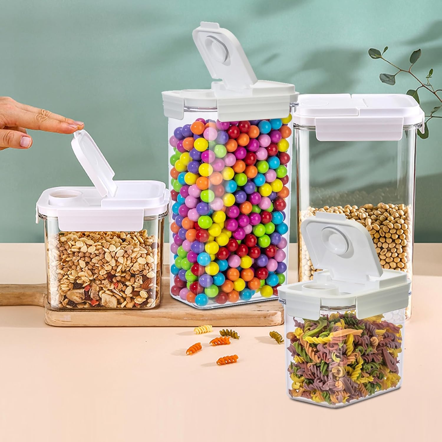Cereal Storage Containers, Food Grade BPA-Free Plastic, Reusable Pantry Organizers with Lids (FG-4pcs) - Image 2