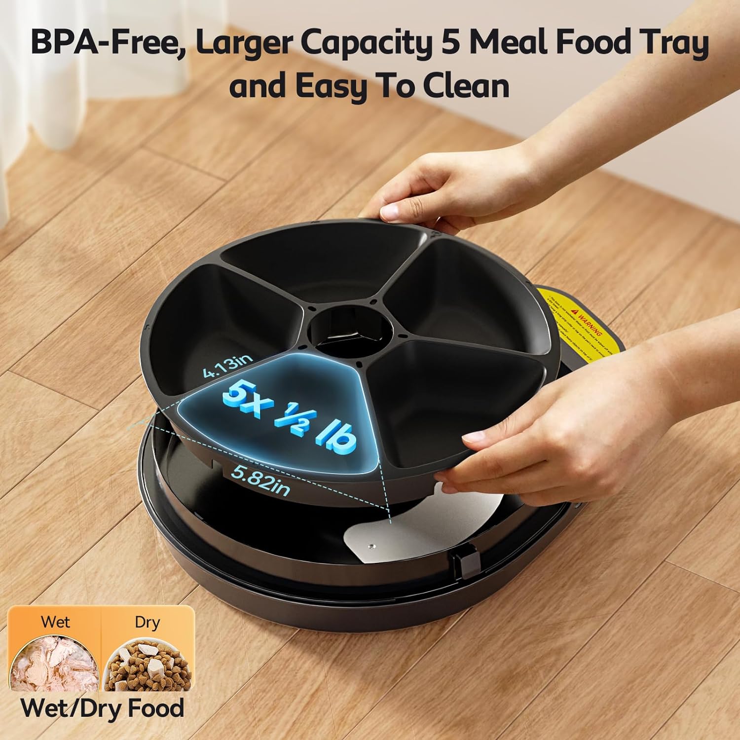 UBPET F10 Automatic Cat Feeder Wet Food, 5 Meal Pet Digital Dispenser with Long-Lasting Cooling, 3 Cooling Modes Setting - Image 5