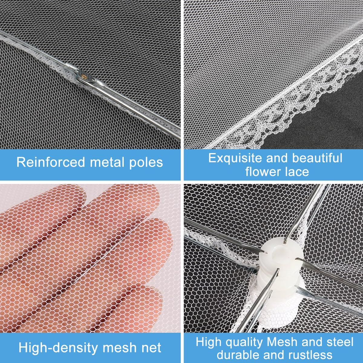 Omont Mesh Food Covers for Outside: 3 Pack 17"x17" Large Pop-Up Food Tents Umbrella Net for Outdoors, Picnic, Screen, BBQ,Reusable and Collapsible - Image 4