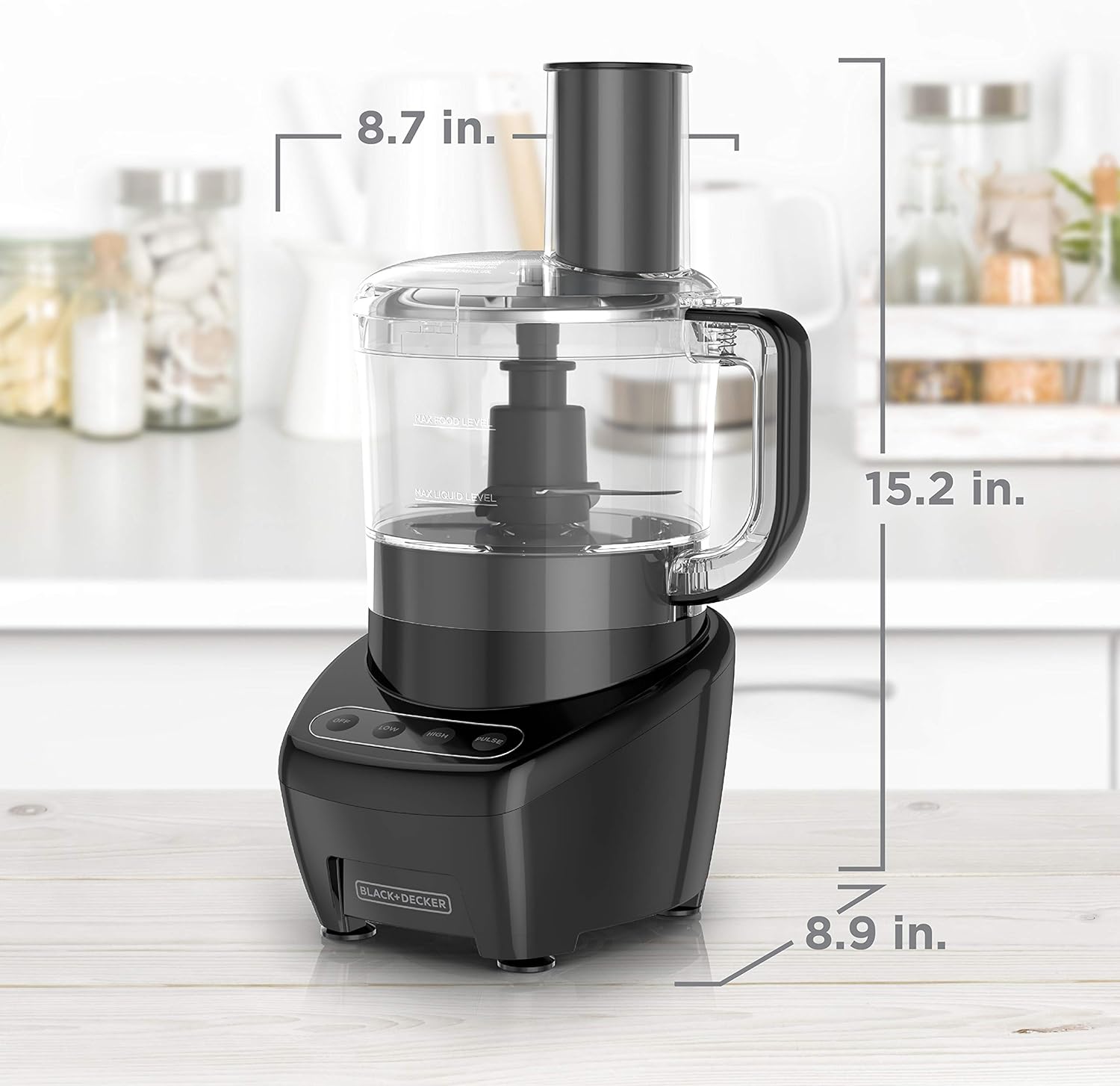 BLACK+DECKER 3-in-1 Easy Assembly 8-Cup Food Processor, Black - Image 9