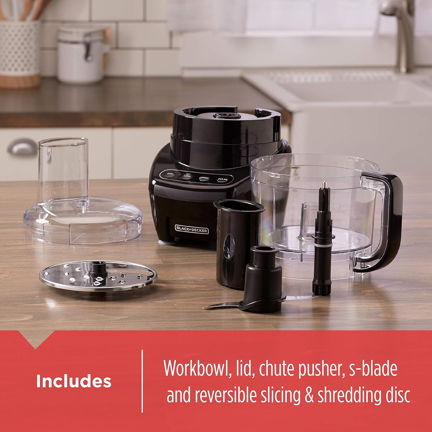 BLACK+DECKER 3-in-1 Easy Assembly 8-Cup Food Processor, Black - Image 6