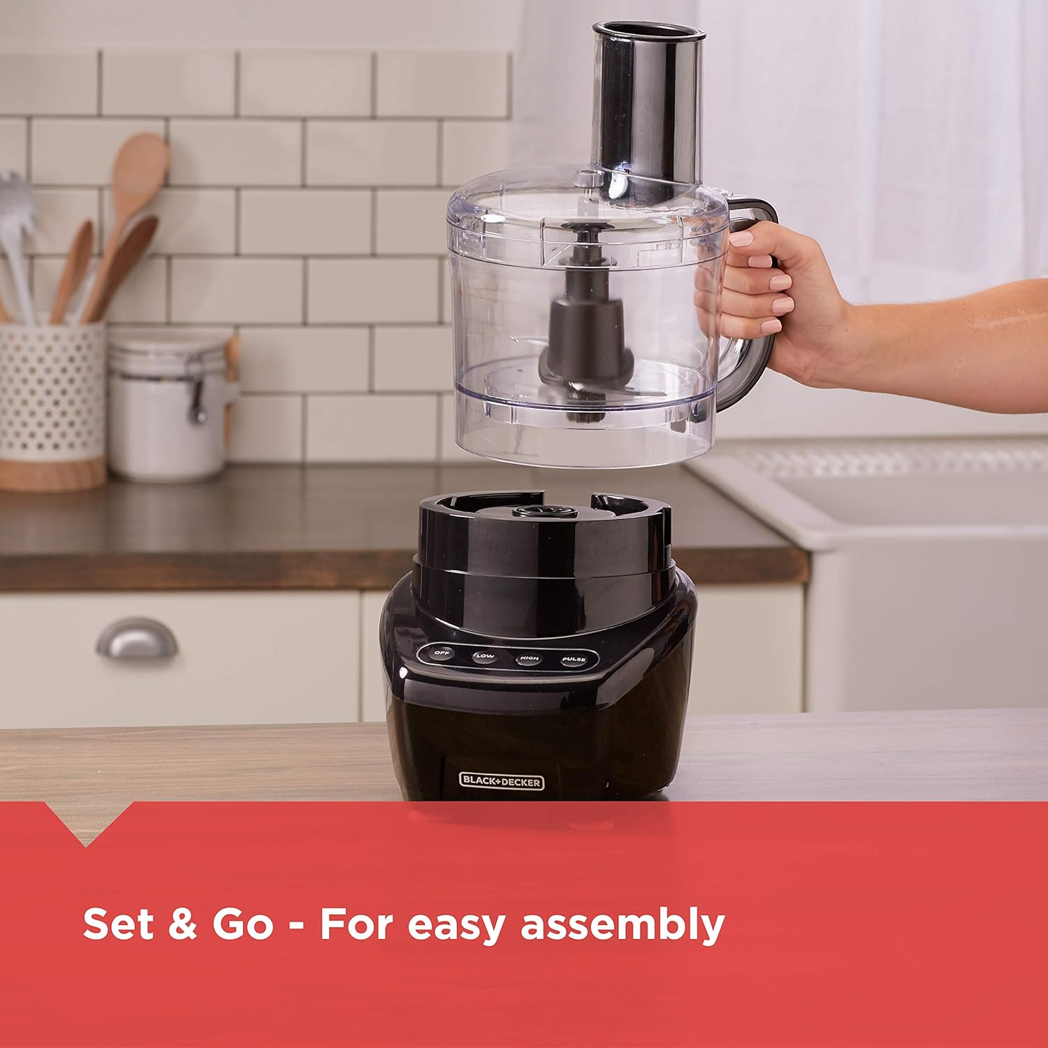 BLACK+DECKER 3-in-1 Easy Assembly 8-Cup Food Processor, Black - Image 5