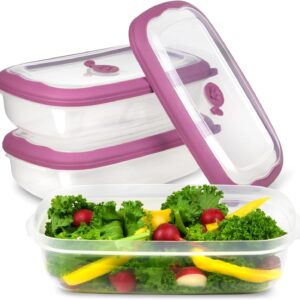 Tribello Plastic Food Storage Containers With Lids - 53 Oz Airtight Container Box For Food Storage, Meal Prep, Freezer, Microwave And Dishwasher Safe, Steam Vent Lids, BPA-Free - 3 Pack