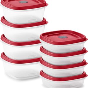 Rubbermaid 16-Piece BPA-Free Plastic Food Storage Set, Red Vented Lids - Microwave, Dishwasher Safe: Perfect for Meal Prep, Leftovers, and Kitchen Organization