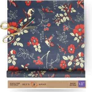 Bee's Wrap Reusable Beeswax Food Wraps Made in the USA, Eco Friendly Beeswax Food Wrap, Sustainable Food Storage Container, Organic Cotton Food Wrap, XXL Cut To Size Wax Paper Roll, Botanical Print