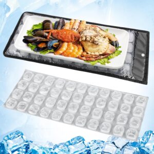 Reusable Ice Sheets for Coolers - Flexible Ice Packs Blankets Keep Food Fresh Beverages Cold, Replacement Freezer Mat Chiller for Party Lunch Box Buffet, Cuttable Cooling Trays 2 Pcs 88 Cubes