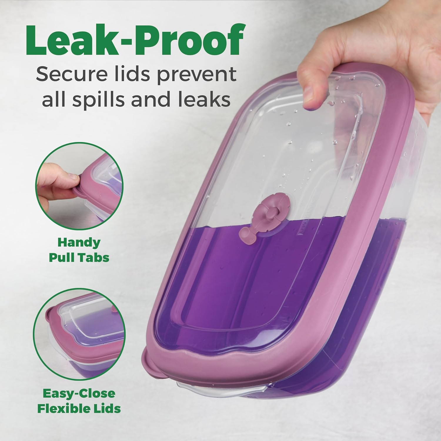 Tribello Plastic Food Storage Containers With Lids - 53 Oz Airtight Container Box For Food Storage, Meal Prep, Freezer, Microwave And Dishwasher Safe, Steam Vent Lids, BPA-Free - 3 Pack - Image 3