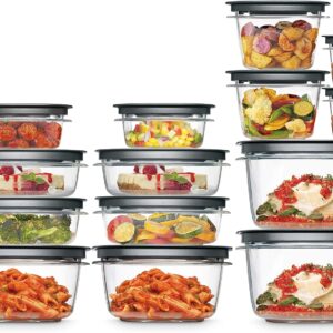 Rubbermaid 28-Piece Clear/Grey Food Storage Containers, Premium Snap Bases, and Various Size Lids, Perfect for Meal Prep, Leftovers, and Dishwasher Safe