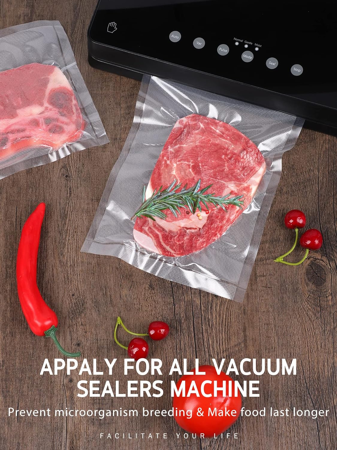 Syntus Vacuum Sealer Bags for Food, 2 Rolls 8" x 50' Commercial Grade Bag Rolls, BPA Free Food Vac Bags for Storage, Meal Prep or Sous Vide - Image 6